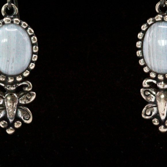 Contemporary QVC Sterling Silver Carolyn Pollack Agate Butterfly Dangle Earrings - Picture 4 of 9